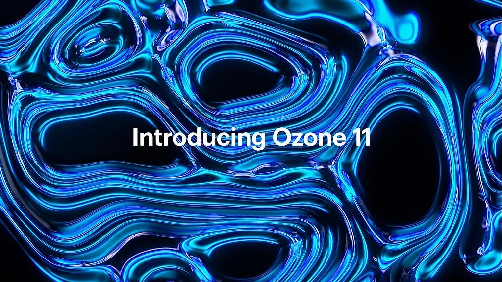 Poster from the “Introducing Ozone 11” launch video — abstract liquid-blue key art