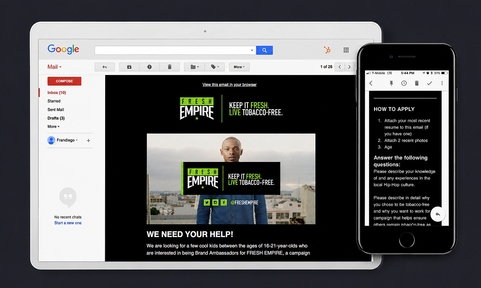 The automated welcome — a templated email and text sent the instant someone signed up