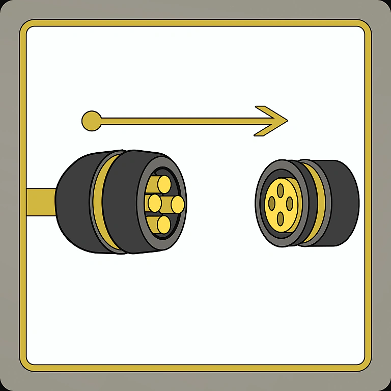 Color-matched cable connectors linking two Patchwork devices