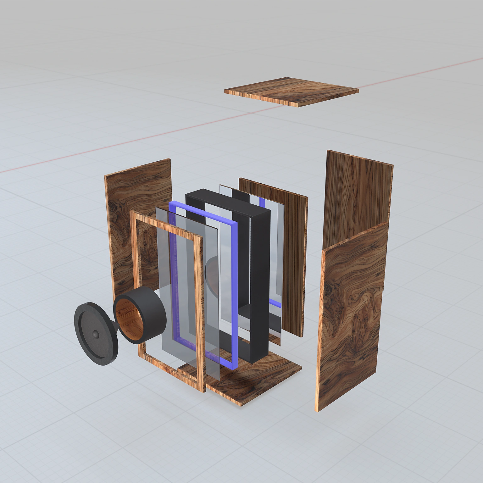 Infinity Speaker detail — the layered wooden enclosure